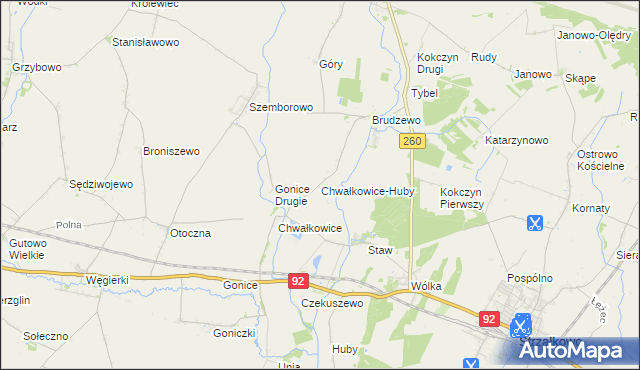 mapa Chwałkowice-Huby, Chwałkowice-Huby na mapie Targeo