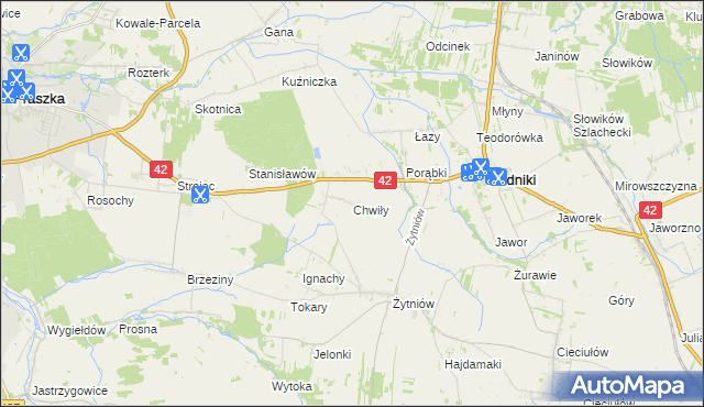 mapa Chwiły, Chwiły na mapie Targeo