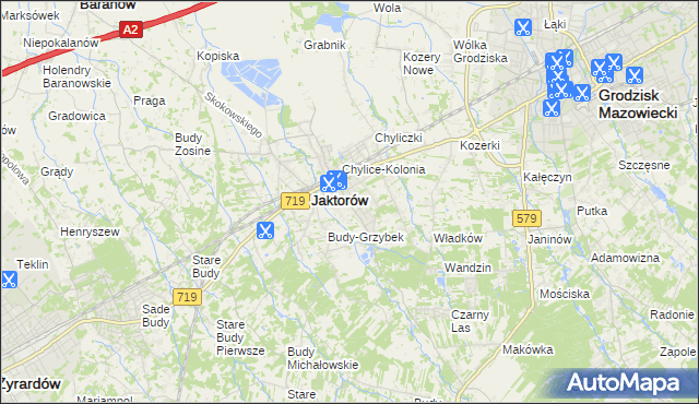 mapa Chylice gmina Jaktorów, Chylice gmina Jaktorów na mapie Targeo