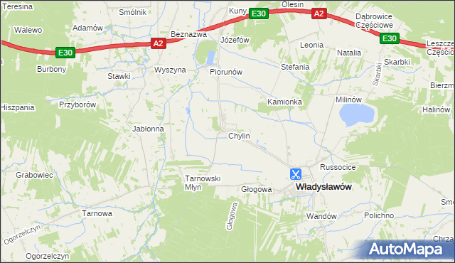 mapa Chylin gmina Władysławów, Chylin gmina Władysławów na mapie Targeo