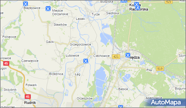 mapa Ciechowice, Ciechowice na mapie Targeo