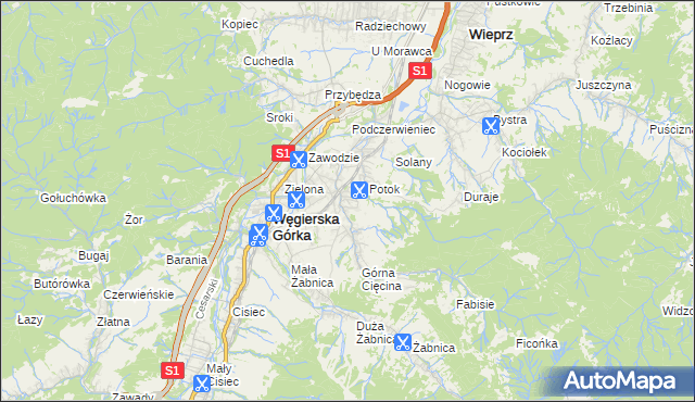 mapa Cięcina, Cięcina na mapie Targeo