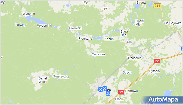 mapa Cieciorka, Cieciorka na mapie Targeo