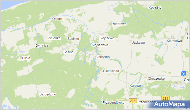 mapa Ciekocino, Ciekocino na mapie Targeo