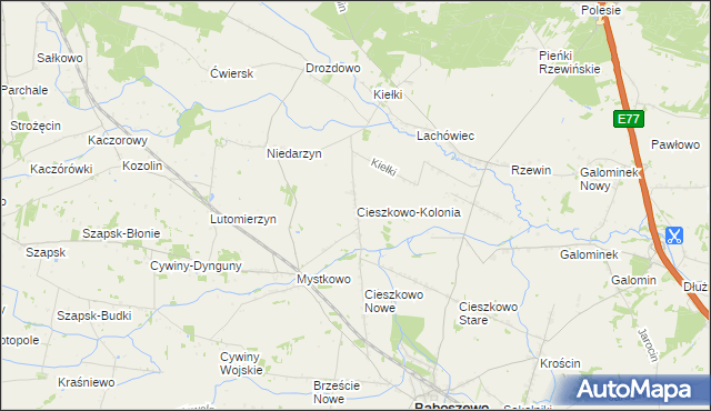 mapa Cieszkowo-Kolonia, Cieszkowo-Kolonia na mapie Targeo