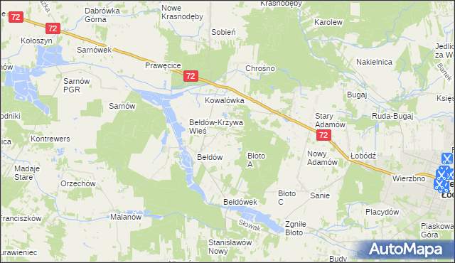 mapa Ciężków gmina Aleksandrów Łódzki, Ciężków gmina Aleksandrów Łódzki na mapie Targeo