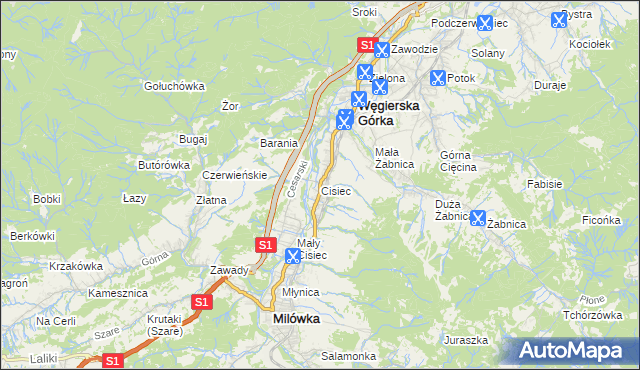 mapa Cisiec, Cisiec na mapie Targeo
