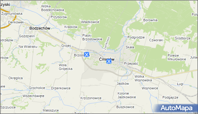 mapa Ćmielów, Ćmielów na mapie Targeo