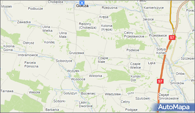 mapa Czaple Małe, Czaple Małe na mapie Targeo