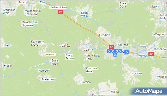 mapa Czarna gmina Stąporków, Czarna gmina Stąporków na mapie Targeo