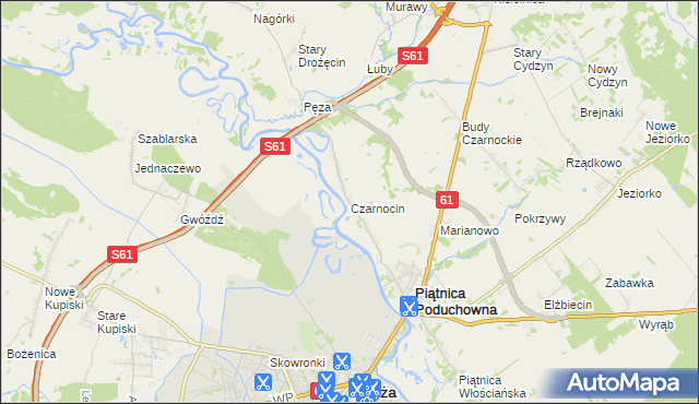 mapa Czarnocin gmina Piątnica, Czarnocin gmina Piątnica na mapie Targeo