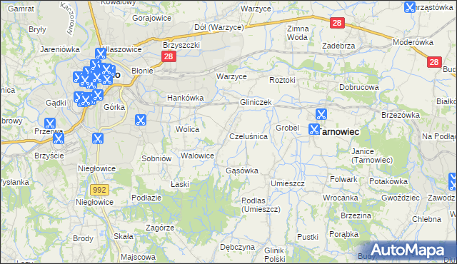 mapa Czeluśnica, Czeluśnica na mapie Targeo