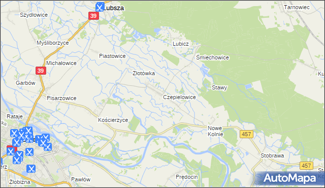 mapa Czepielowice, Czepielowice na mapie Targeo