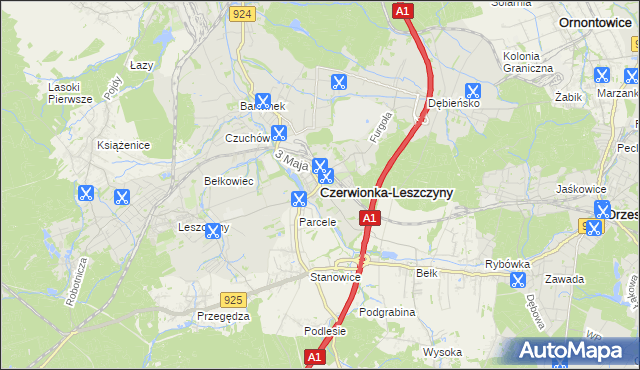 mapa Czerwionka-Leszczyny, Czerwionka-Leszczyny na mapie Targeo