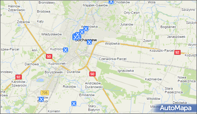 mapa Czerwonka-Parcel, Czerwonka-Parcel na mapie Targeo