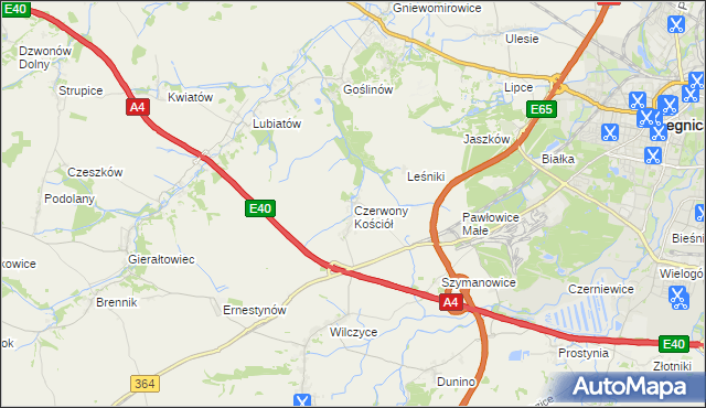 mapa Czerwony Kościół, Czerwony Kościół na mapie Targeo
