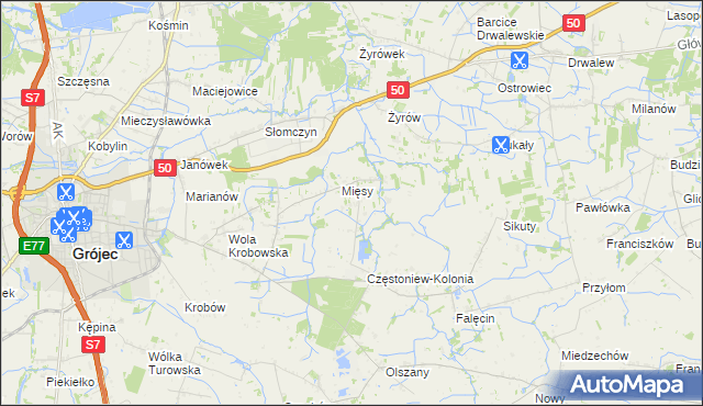 mapa Częstoniew, Częstoniew na mapie Targeo