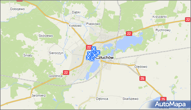 mapa Człuchów, Człuchów na mapie Targeo