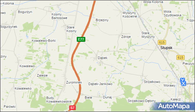 mapa Dąbek gmina Stupsk, Dąbek gmina Stupsk na mapie Targeo
