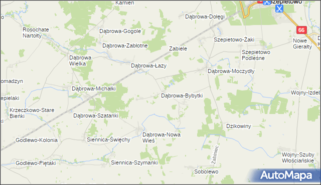 mapa Dąbrowa-Bybytki, Dąbrowa-Bybytki na mapie Targeo