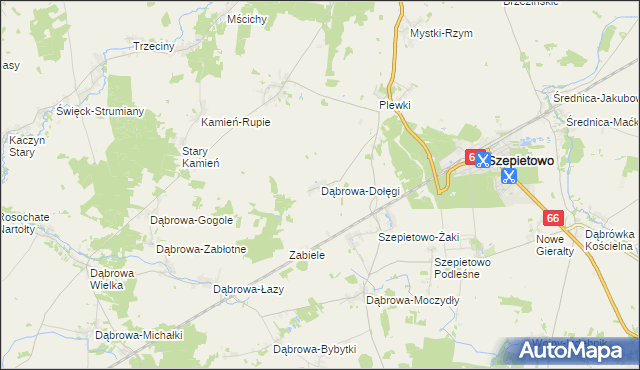 mapa Dąbrowa-Dołęgi, Dąbrowa-Dołęgi na mapie Targeo