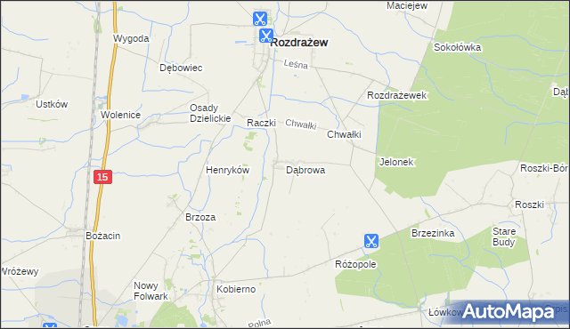 mapa Dąbrowa gmina Rozdrażew, Dąbrowa gmina Rozdrażew na mapie Targeo