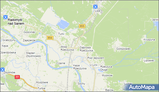 mapa Dąbrowa Rzeczycka, Dąbrowa Rzeczycka na mapie Targeo