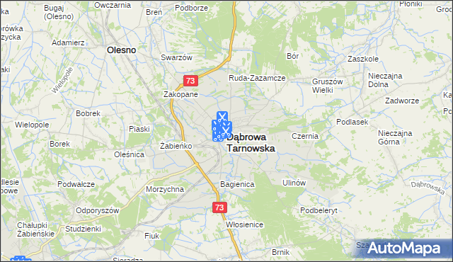 mapa Dąbrowa Tarnowska, Dąbrowa Tarnowska na mapie Targeo