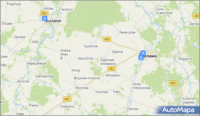 mapa Dąbrowa Widawska, Dąbrowa Widawska na mapie Targeo