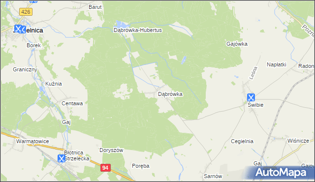 mapa Dąbrówka gmina Wielowieś, Dąbrówka gmina Wielowieś na mapie Targeo