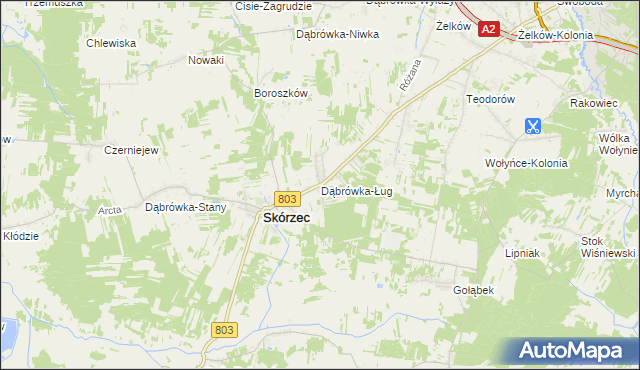 mapa Dąbrówka-Ług, Dąbrówka-Ług na mapie Targeo