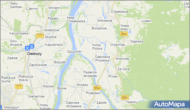 mapa Dąbrówka Pniowska, Dąbrówka Pniowska na mapie Targeo