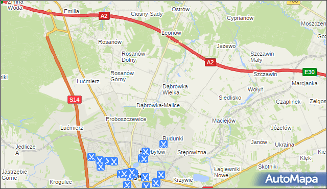 mapa Dąbrówka-Sowice, Dąbrówka-Sowice na mapie Targeo