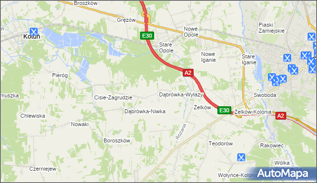 mapa Dąbrówka-Wyłazy, Dąbrówka-Wyłazy na mapie Targeo
