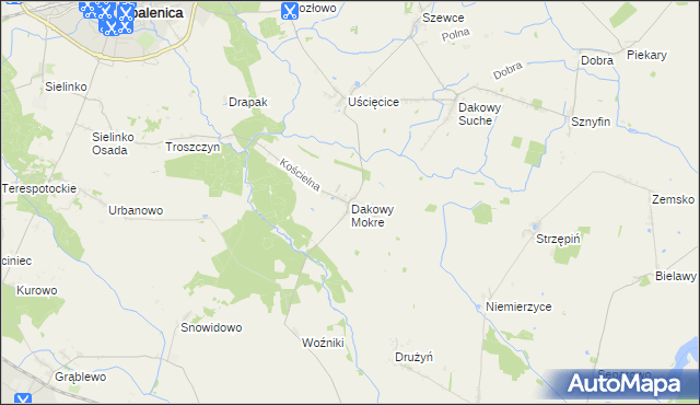 mapa Dakowy Mokre, Dakowy Mokre na mapie Targeo