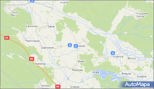 mapa Daniec, Daniec na mapie Targeo