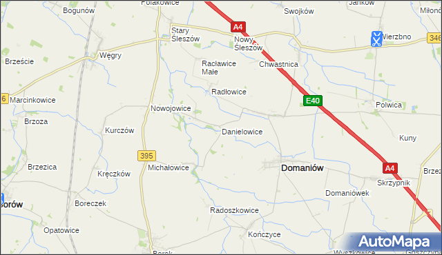 mapa Danielowice, Danielowice na mapie Targeo