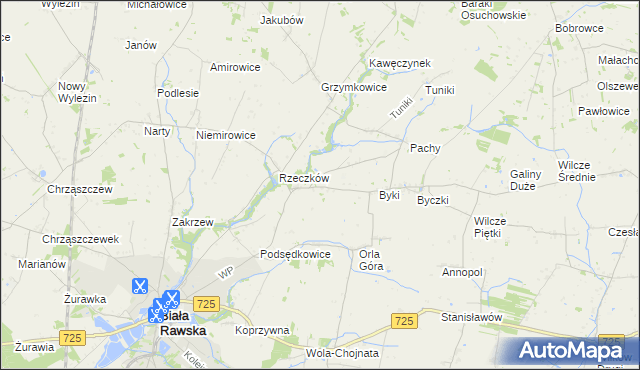 mapa Dańków gmina Biała Rawska, Dańków gmina Biała Rawska na mapie Targeo