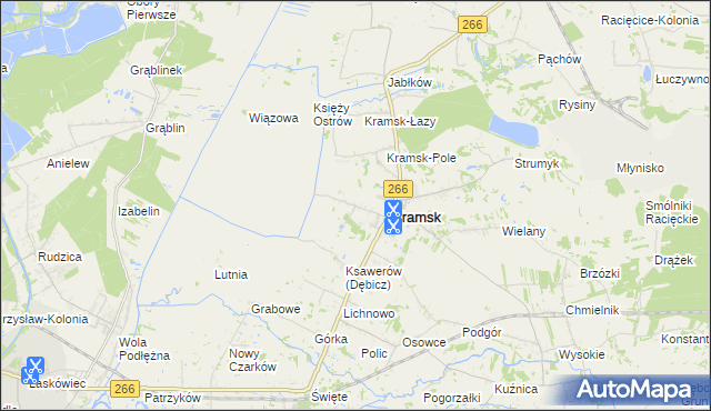 mapa Dębicz gmina Kramsk, Dębicz gmina Kramsk na mapie Targeo
