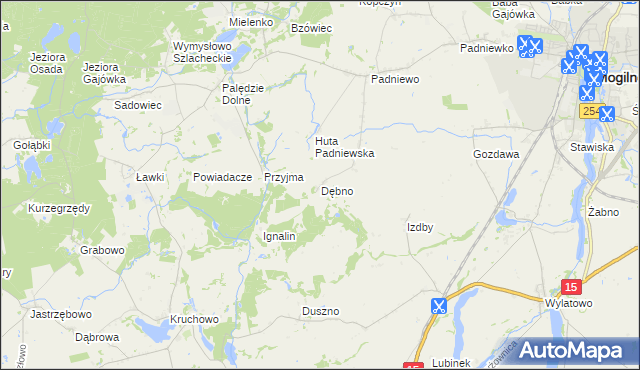 mapa Dębno gmina Mogilno, Dębno gmina Mogilno na mapie Targeo