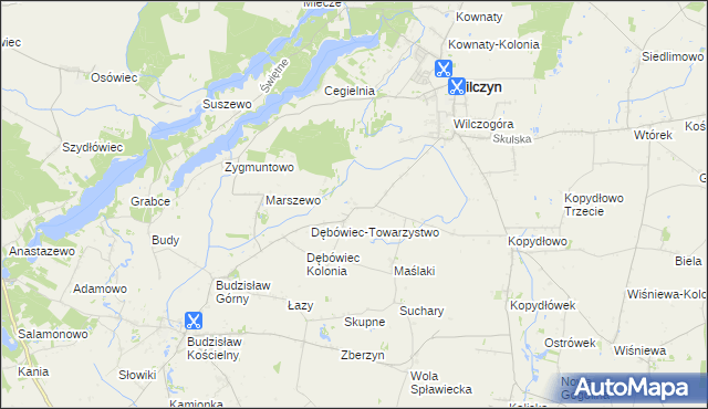 mapa Dębówiec gmina Wilczyn, Dębówiec gmina Wilczyn na mapie Targeo