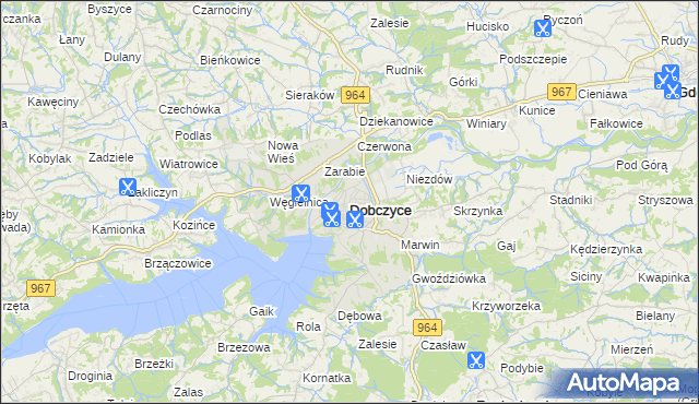 mapa Dobczyce, Dobczyce na mapie Targeo