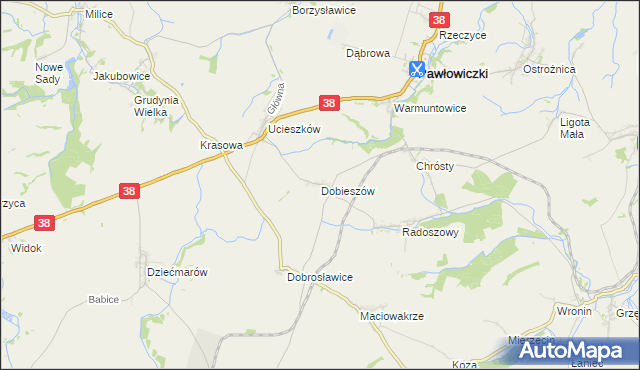 mapa Dobieszów gmina Pawłowiczki, Dobieszów gmina Pawłowiczki na mapie Targeo