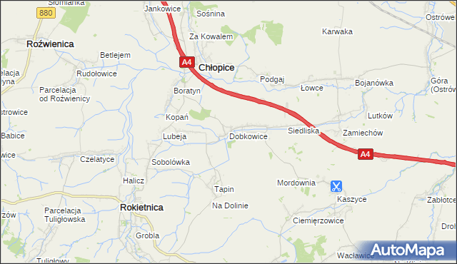 mapa Dobkowice gmina Chłopice, Dobkowice gmina Chłopice na mapie Targeo