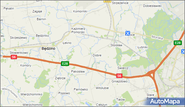 mapa Dobre gmina Będzino, Dobre gmina Będzino na mapie Targeo