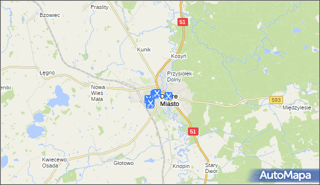 mapa Dobre Miasto, Dobre Miasto na mapie Targeo