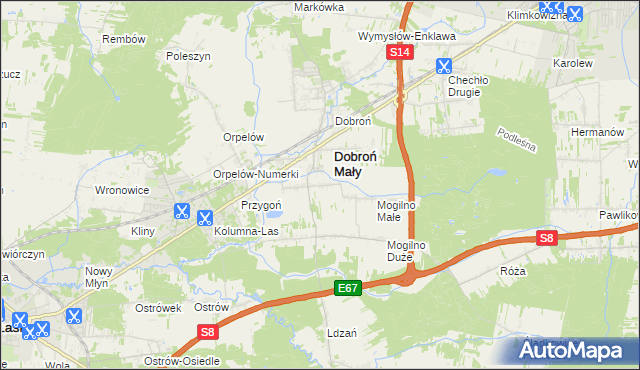 mapa Dobroń Duży, Dobroń Duży na mapie Targeo