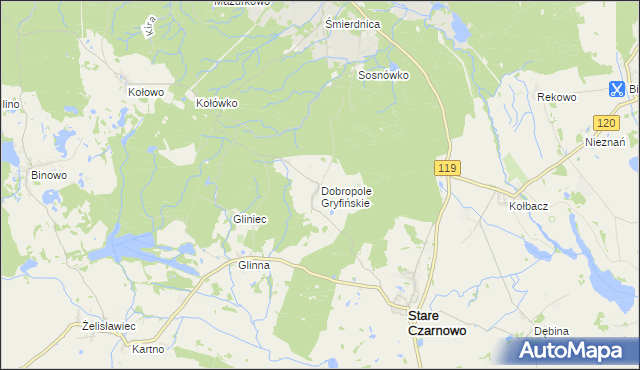 mapa Dobropole Gryfińskie, Dobropole Gryfińskie na mapie Targeo