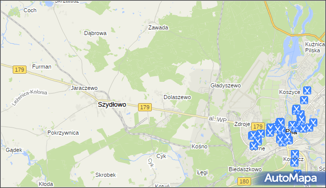 mapa Dolaszewo, Dolaszewo na mapie Targeo