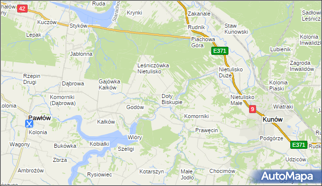 mapa Doły Biskupie, Doły Biskupie na mapie Targeo